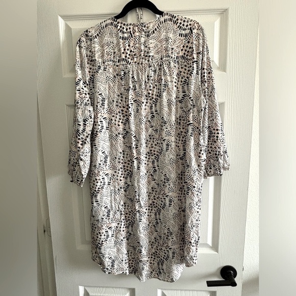 NWOT Banana Republic shift white with navy /light orange pattern dress 3/4 sleev - Picture 2 of 6